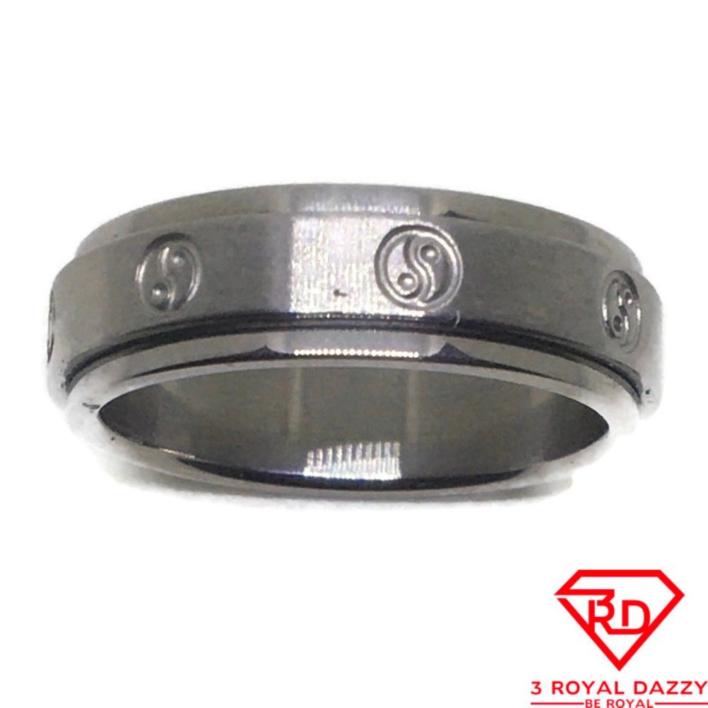 Yin yang Spinner Smooth Stainless Steel Ring S8